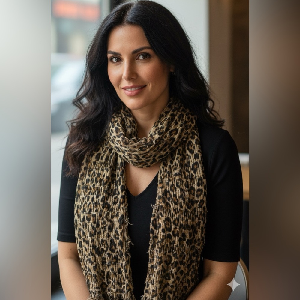 EUC Leopard print mesh scarf